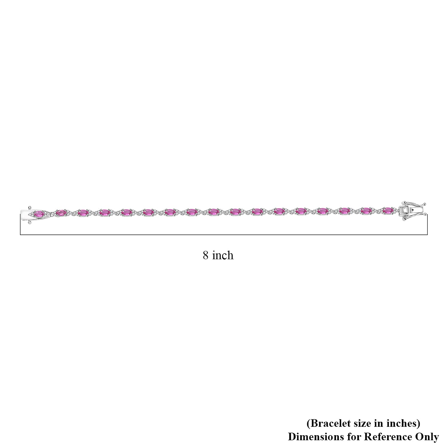 D'Joy Premium Mozambique Pink Sapphire and Moissanite 5.90 ctw Art Deco Bracelet in Rhodium Over Sterling Silver (7.25 In)