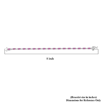 D'Joy Premium Mozambique Pink Sapphire and Moissanite 5.90 ctw Art Deco Bracelet in Rhodium Over Sterling Silver (7.25 In)