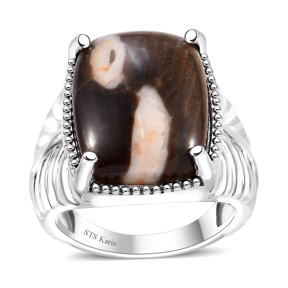 Karis Peanut Wood Jasper 8.65 ctw Solitaire Ring in Platinum Bond (Size 10.0) image number 0