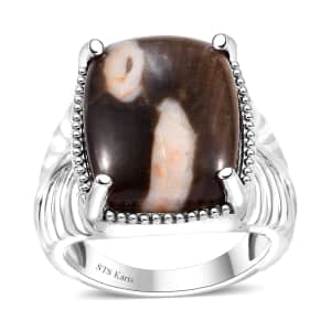 Karis Peanut Wood Jasper 8.65 ctw Solitaire Ring in Platinum Bond (Size 10.0)