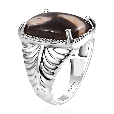 Karis Peanut Wood Jasper 8.65 ctw Solitaire Ring in Platinum Bond (Size 10.0)