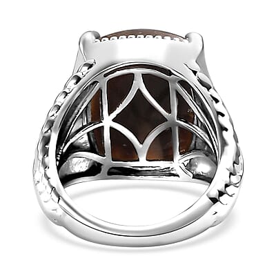 Karis Peanut Wood Jasper 8.65 ctw Solitaire Ring in Platinum Bond (Size 10.0)
