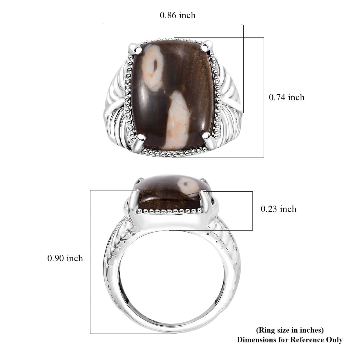 Karis Peanut Wood Jasper 8.65 ctw Solitaire Ring in Platinum Bond (Size 10.0) image number 5