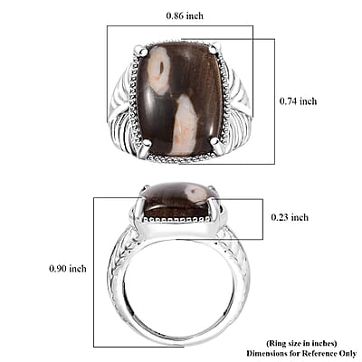 Karis Peanut Wood Jasper 8.65 ctw Solitaire Ring in Platinum Bond (Size 10.0)