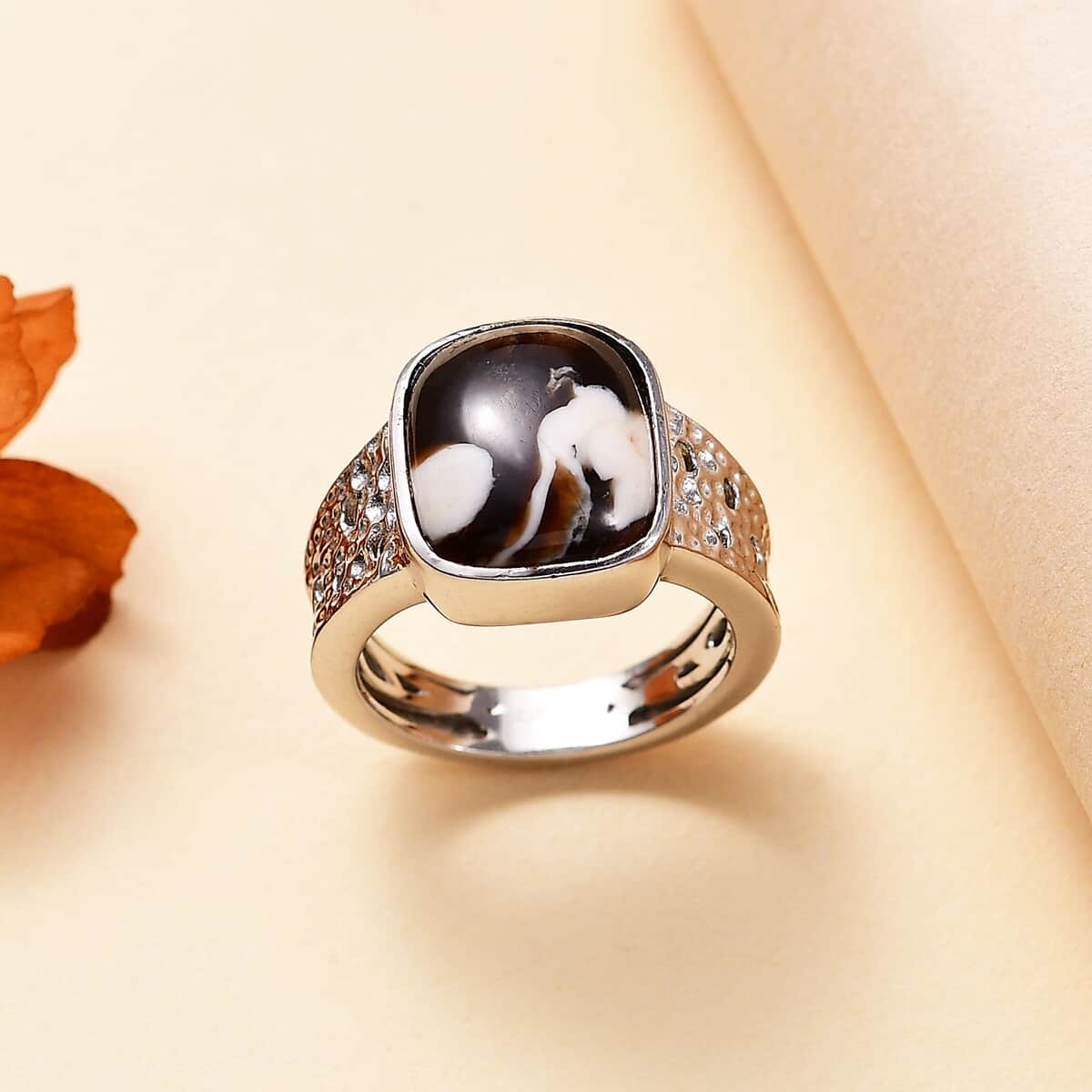 Karis Peanut Wood Jasper 4.65 ctw Solitaire Ring in Platinum Bond (Size 10.0) image number 1