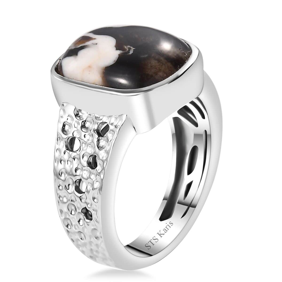 Karis Peanut Wood Jasper 4.65 ctw Solitaire Ring in Platinum Bond (Size 10.0) image number 3