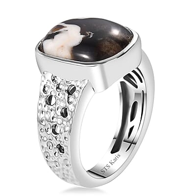 Karis Peanut Wood Jasper 4.65 ctw Solitaire Ring in Platinum Bond (Size 10.0)