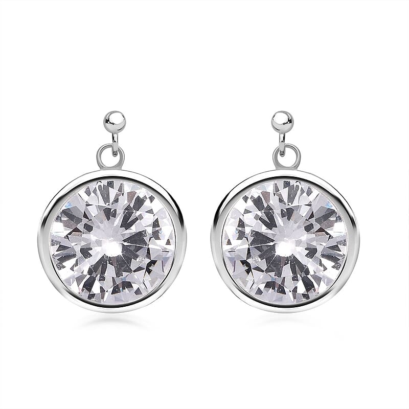 Simulated White Diamond 22.70 ctw Earrings in Sterling Silver