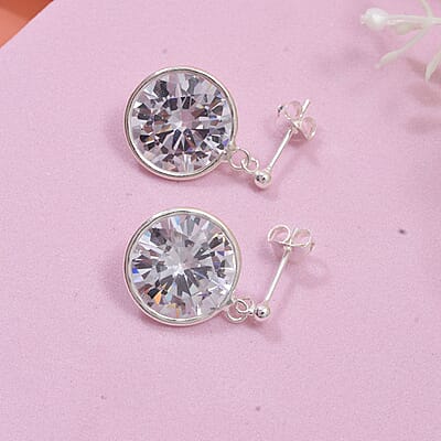Simulated White Diamond 22.70 ctw Earrings in Sterling Silver