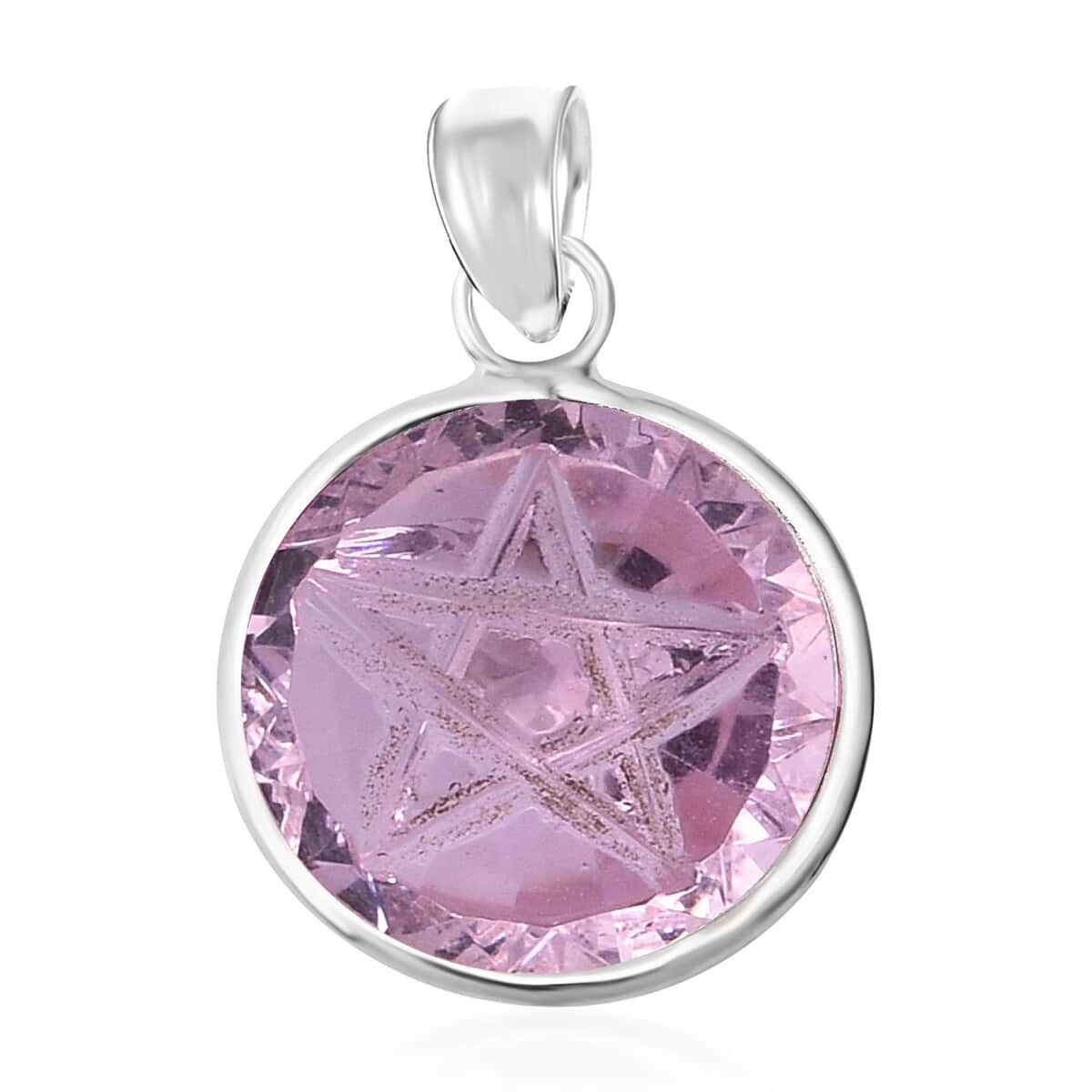 Simulated Pink Diamond Pendant in Sterling Silver image number 0