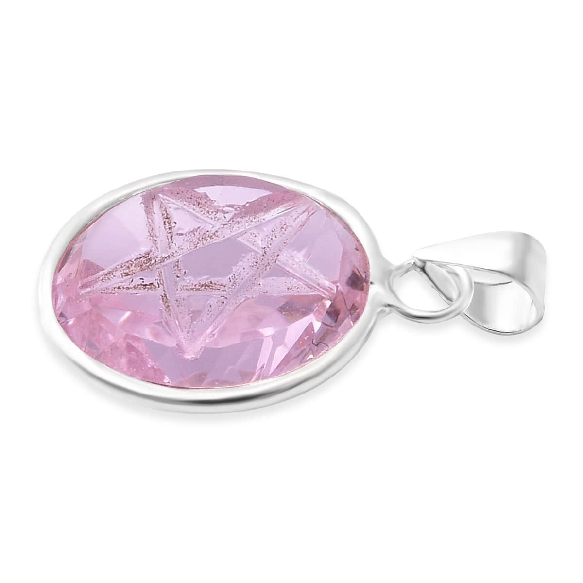 Simulated Pink Diamond Pendant in Sterling Silver image number 3