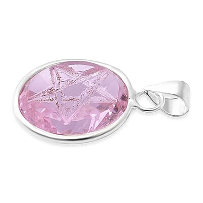 Simulated Pink Diamond Pendant in Sterling Silver