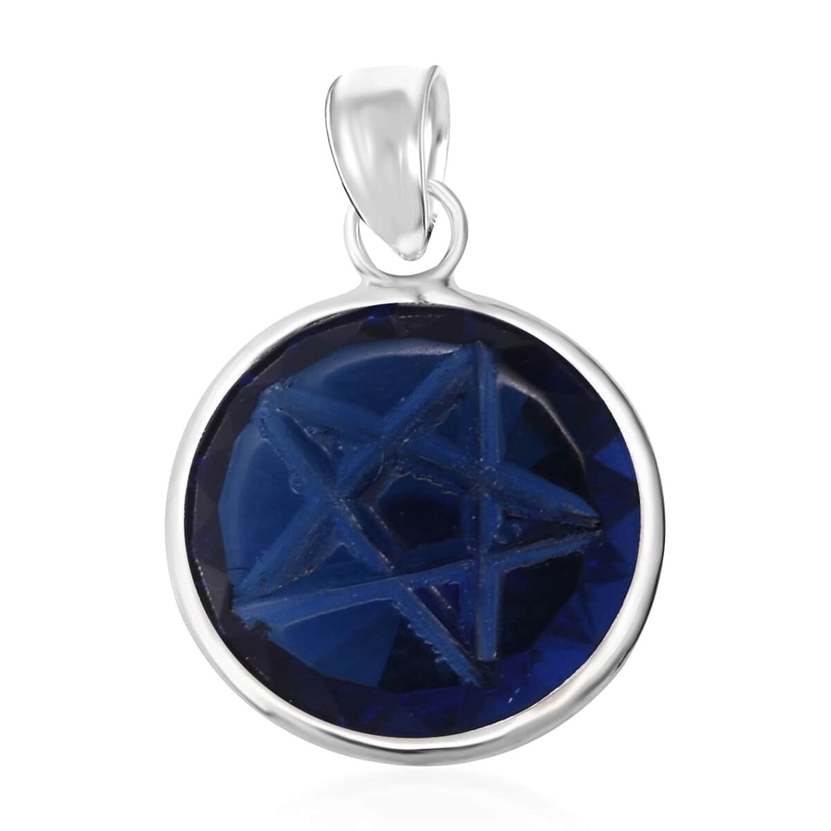 Simulated Blue Diamond Pendant in Sterling Silver image number 0