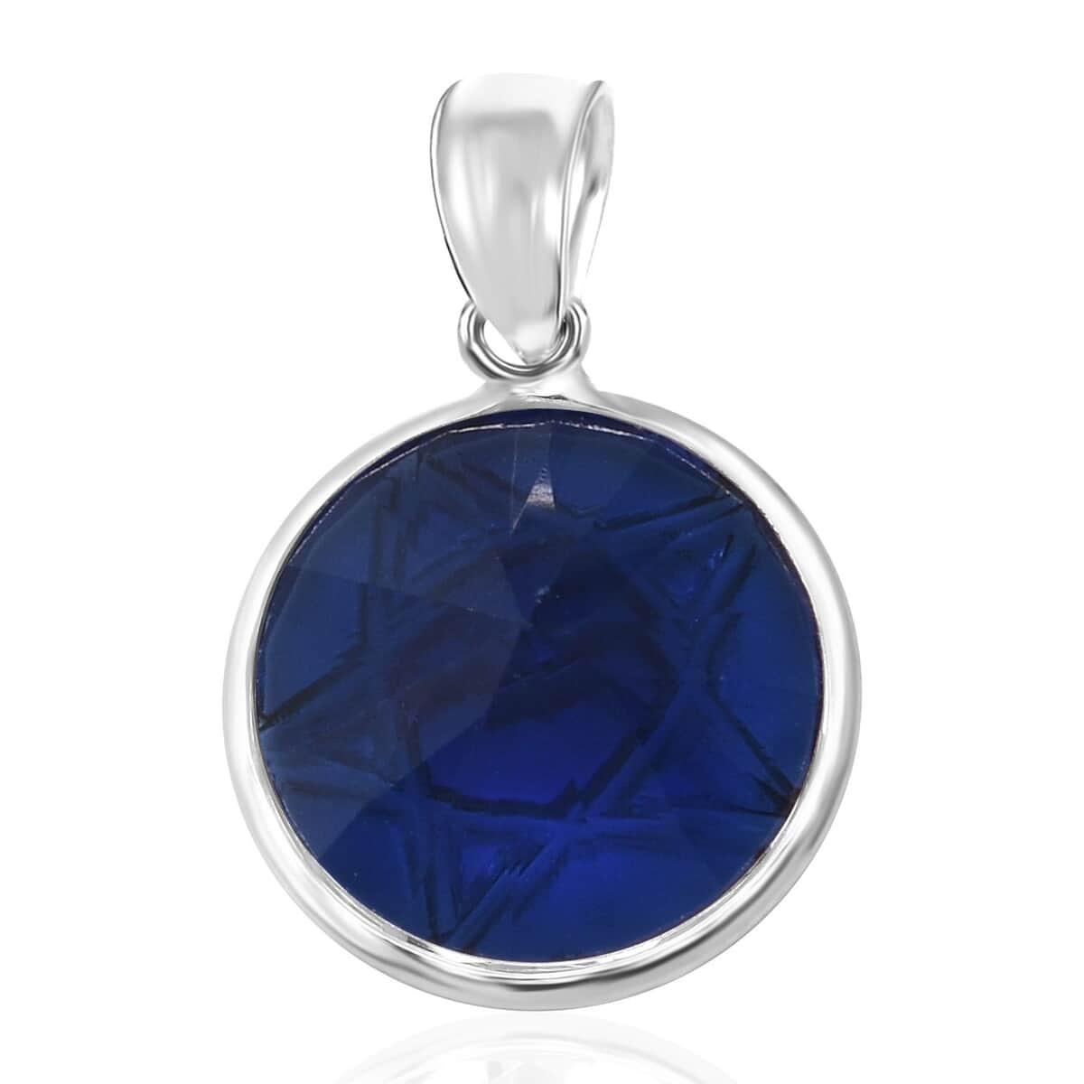 Simulated Blue Diamond Pendant in Sterling Silver image number 4