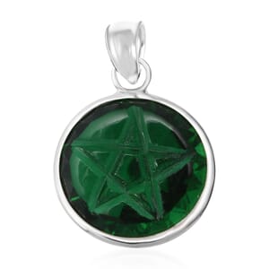 Simulated Green Diamond Pendant without Chain in Sterling Silver