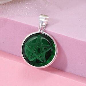 Simulated Green Diamond Pendant without Chain in Sterling Silver