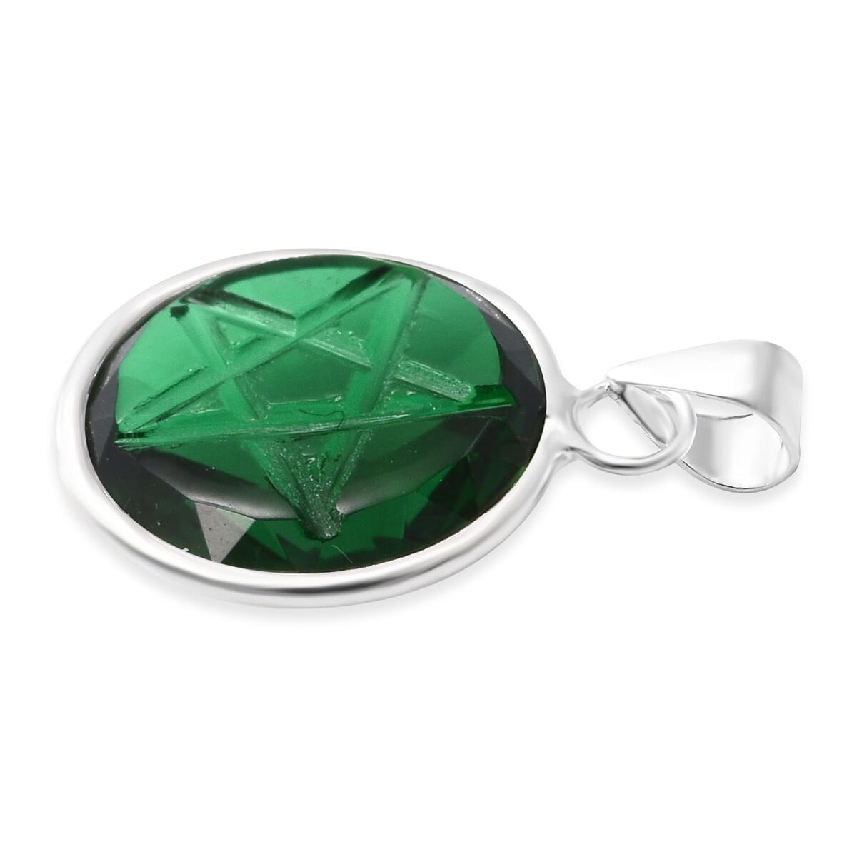 Simulated Green Diamond Pendant without Chain in Sterling Silver image number 3
