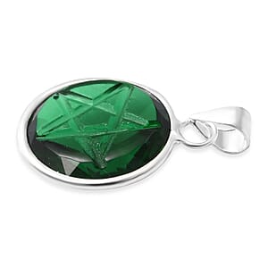Simulated Green Diamond Pendant without Chain in Sterling Silver