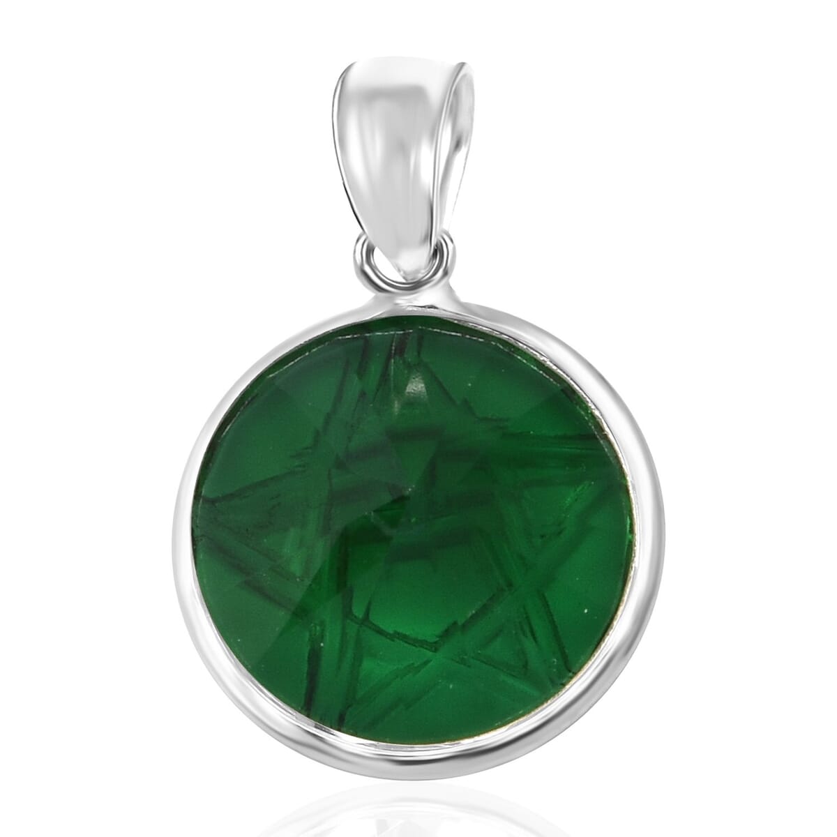 Simulated Green Diamond Pendant without Chain in Sterling Silver image number 4