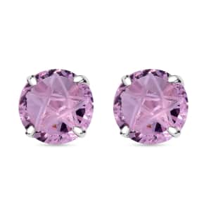 Simulated Pink Diamond Earrings in Sterling Silver