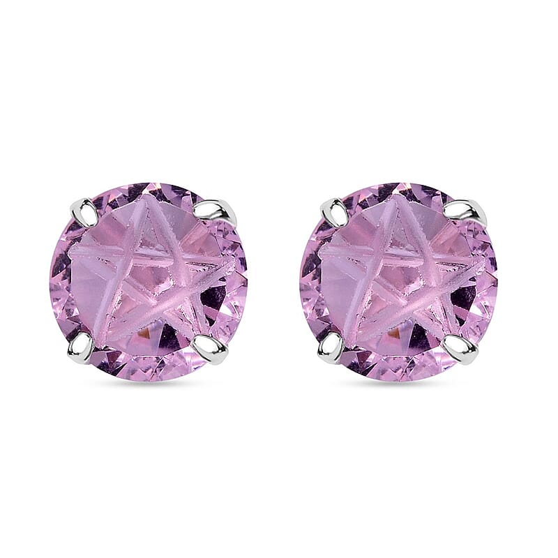 Simulated Pink Diamond Earrings in Sterling Silver