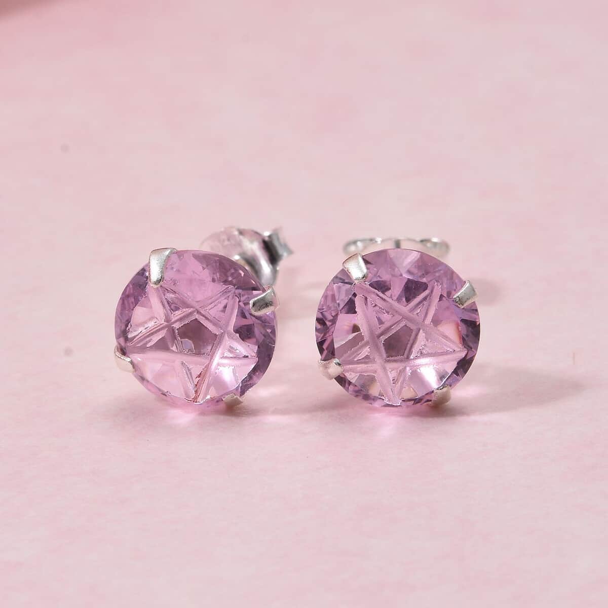 Simulated Pink Diamond Earrings in Sterling Silver image number 1