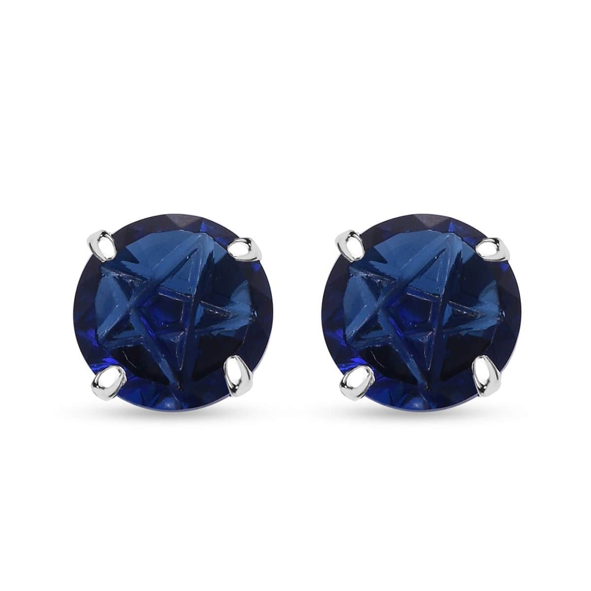 Simulated Blue Diamond Earrings in Sterling Silver image number 0