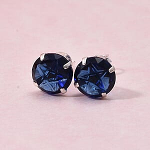 Simulated Blue Diamond Earrings in Sterling Silver