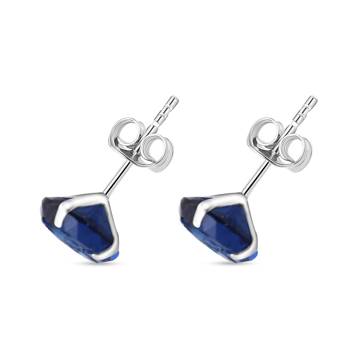 Simulated Blue Diamond Earrings in Sterling Silver image number 3