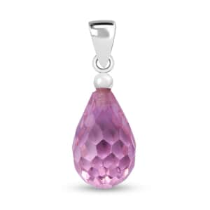 Simulated Pink Diamond Drop Pendant in Sterling Silver