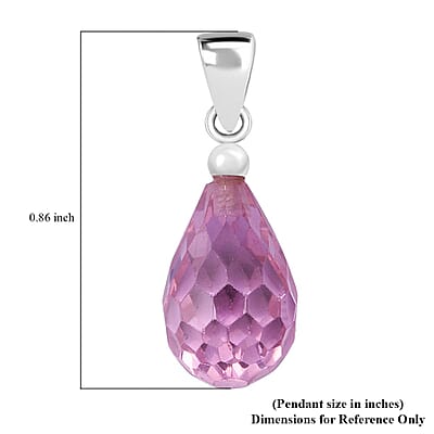 Simulated Pink Diamond Drop Pendant in Sterling Silver