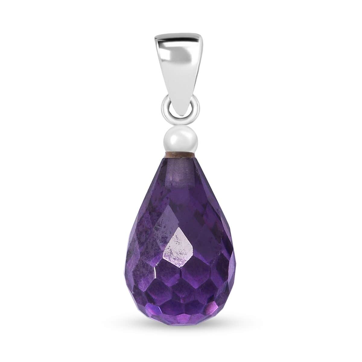 Simulated Purple Diamond Drop Pendant in Sterling Silver image number 0