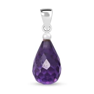 Simulated Purple Diamond Drop Pendant in Sterling Silver