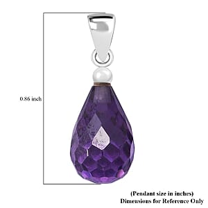 Simulated Purple Diamond Drop Pendant without Chain in Sterling Silver