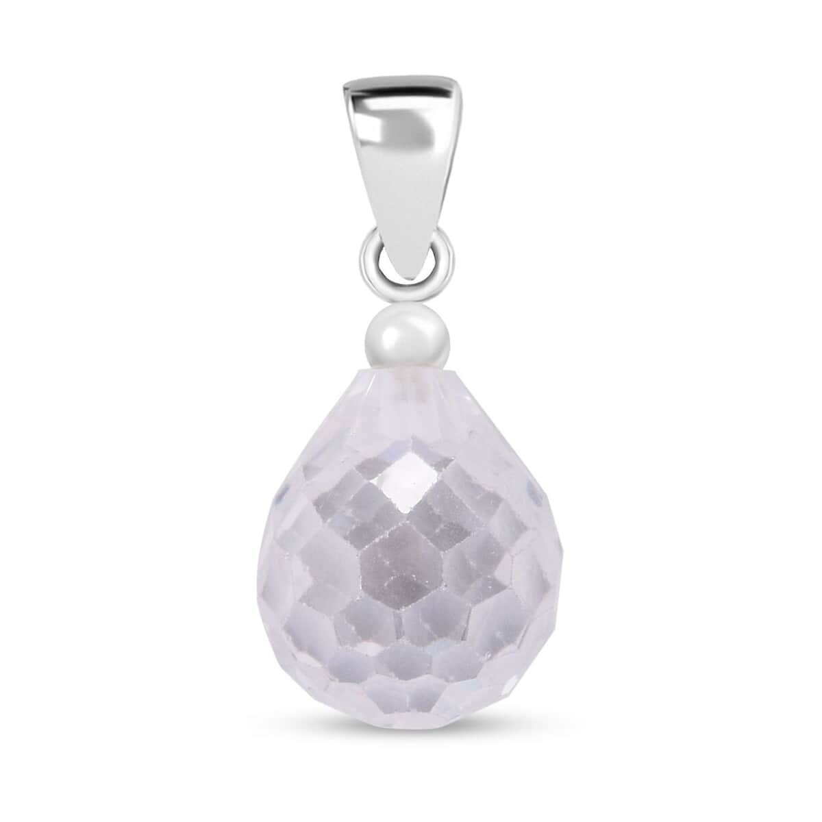 Simulated Diamond Drop Pendant in Sterling Silver image number 0