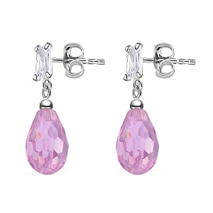 Simulated Pink and White Diamond 9.20 ctw Earrings in Sterling Silver