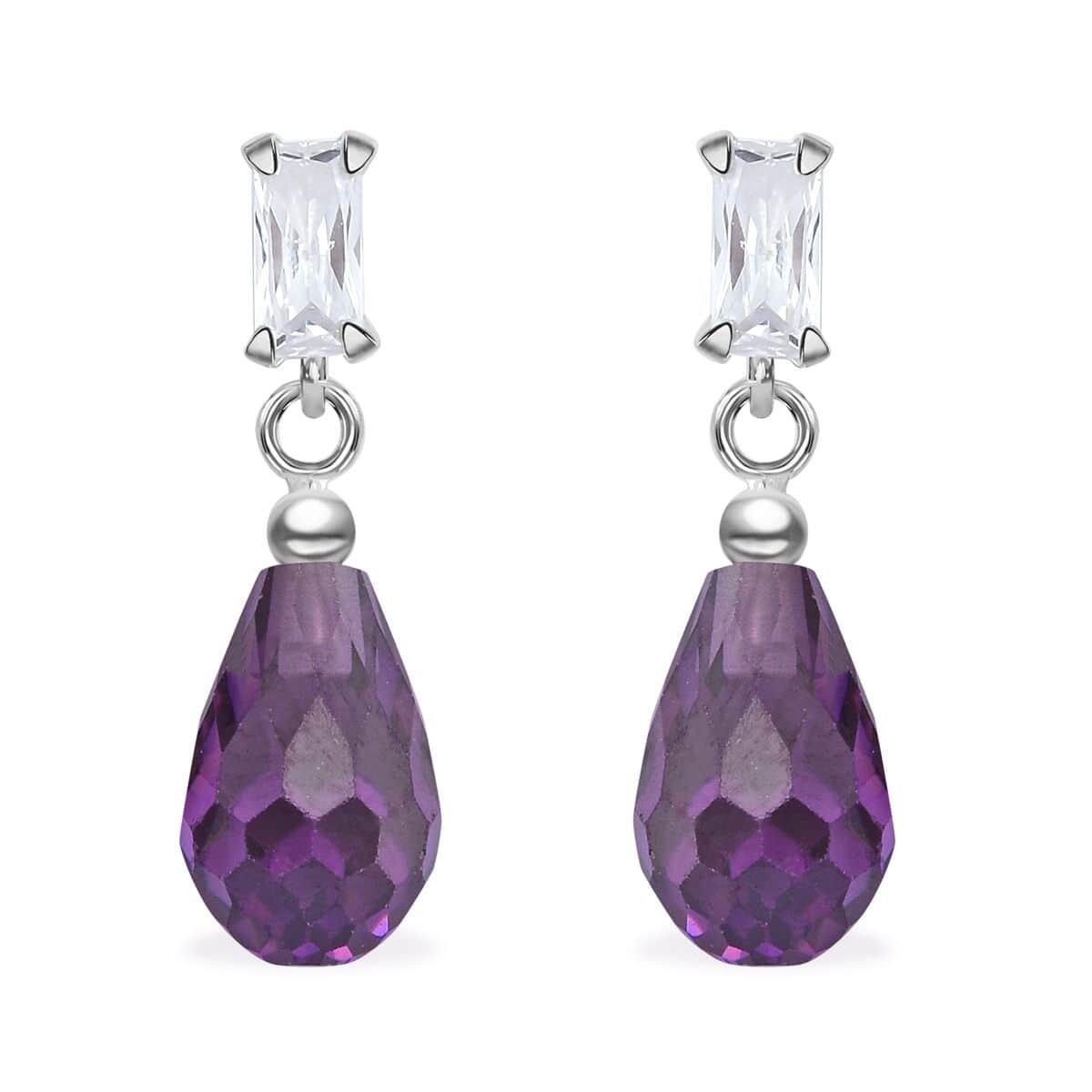 Simulated Purple and White Diamond 9.20 ctw Earrings in Sterling Silver image number 0