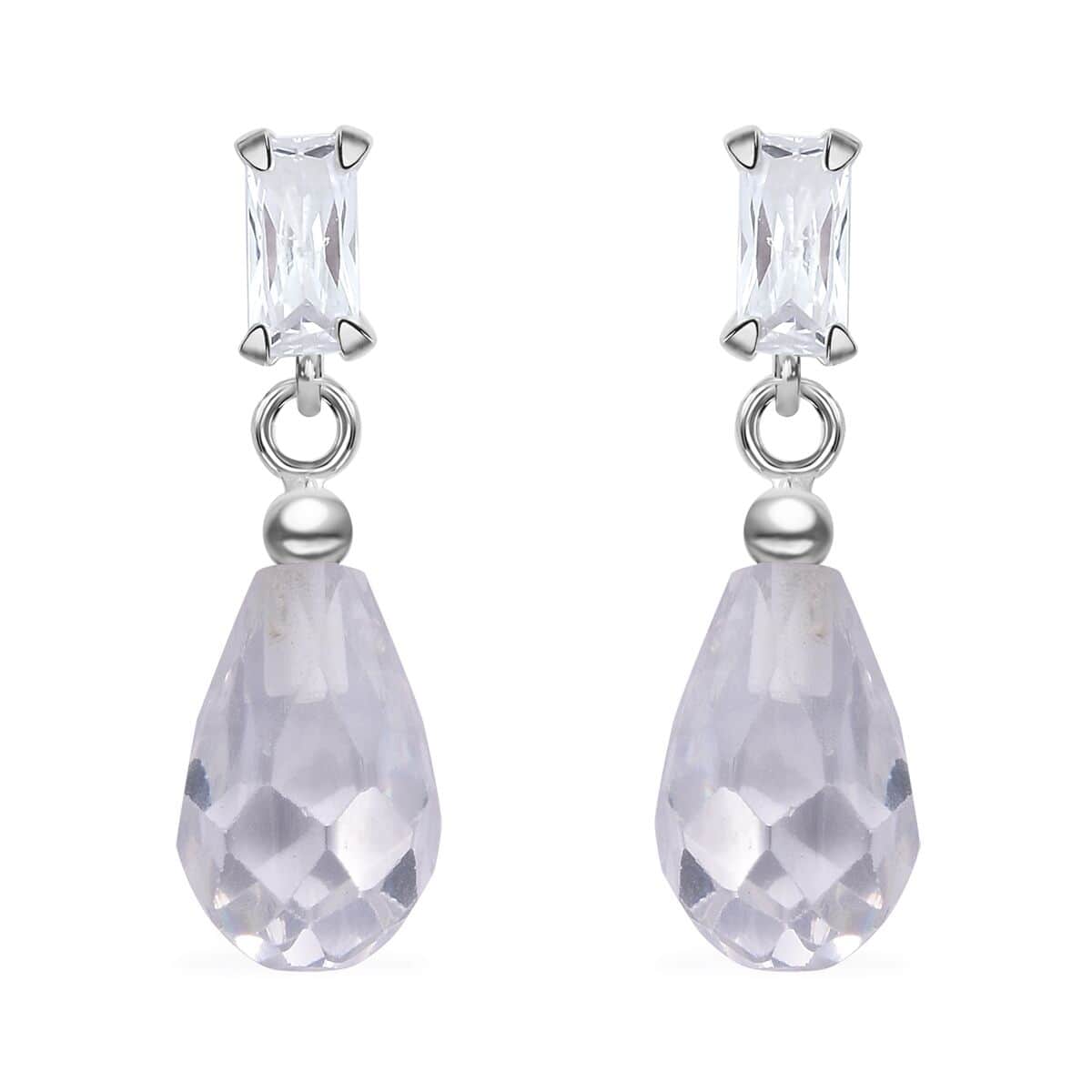 Simulated White Diamond 9.20 ctw Earrings in Sterling Silver image number 0