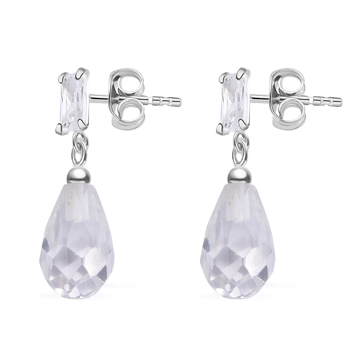 Simulated White Diamond 9.20 ctw Earrings in Sterling Silver image number 3