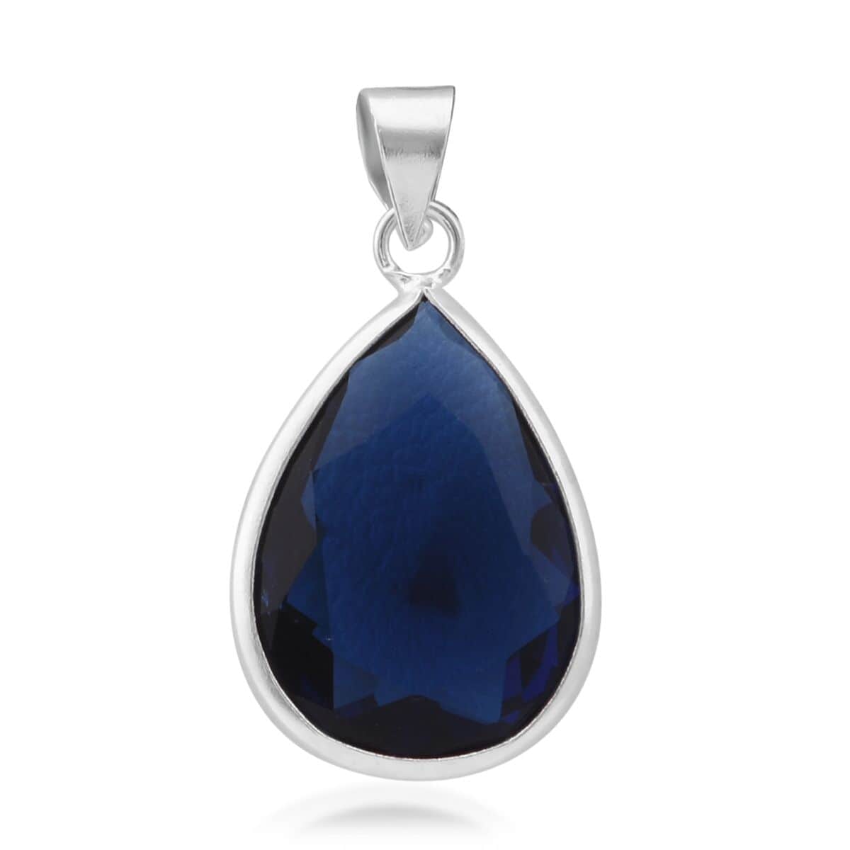 Simulated Blue Diamond Pendant in Sterling Silver image number 0