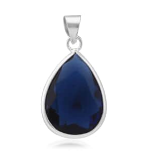 Simulated Blue Diamond Pendant in Sterling Silver