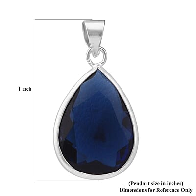 Simulated Blue Diamond Pendant in Sterling Silver