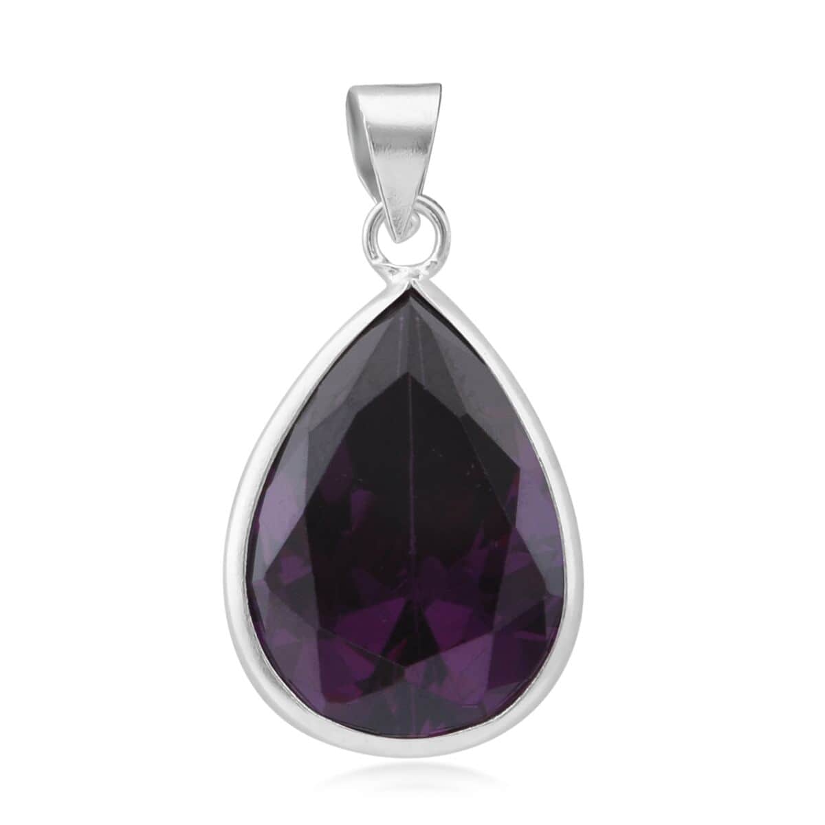 Simulated Purple Diamond Pendant in Sterling Silver image number 0