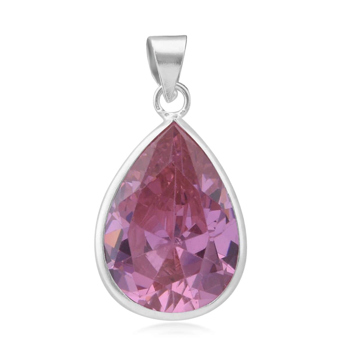 Simulated Pink Diamond Pendant in Sterling Silver image number 0