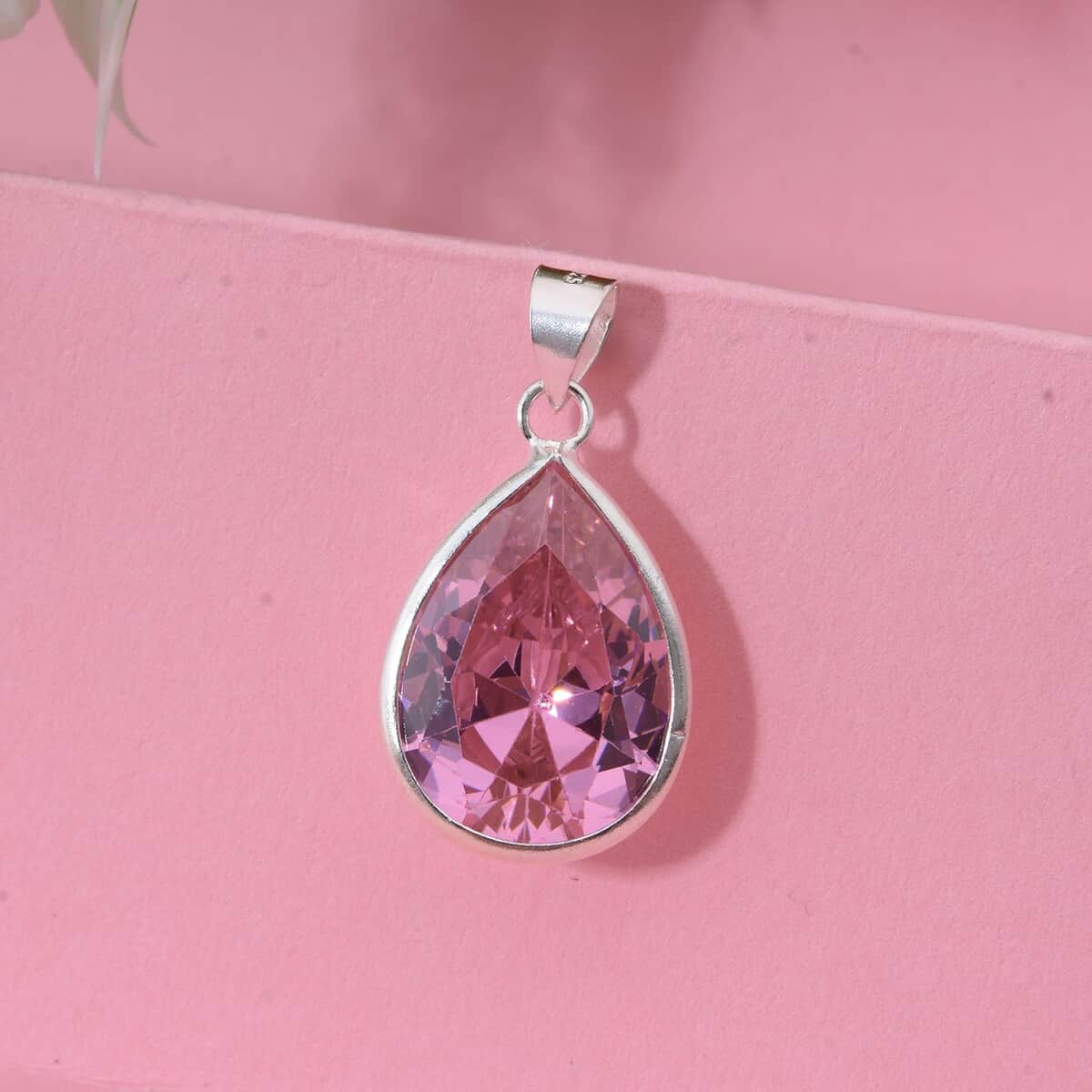 Simulated Pink Diamond Pendant in Sterling Silver image number 1