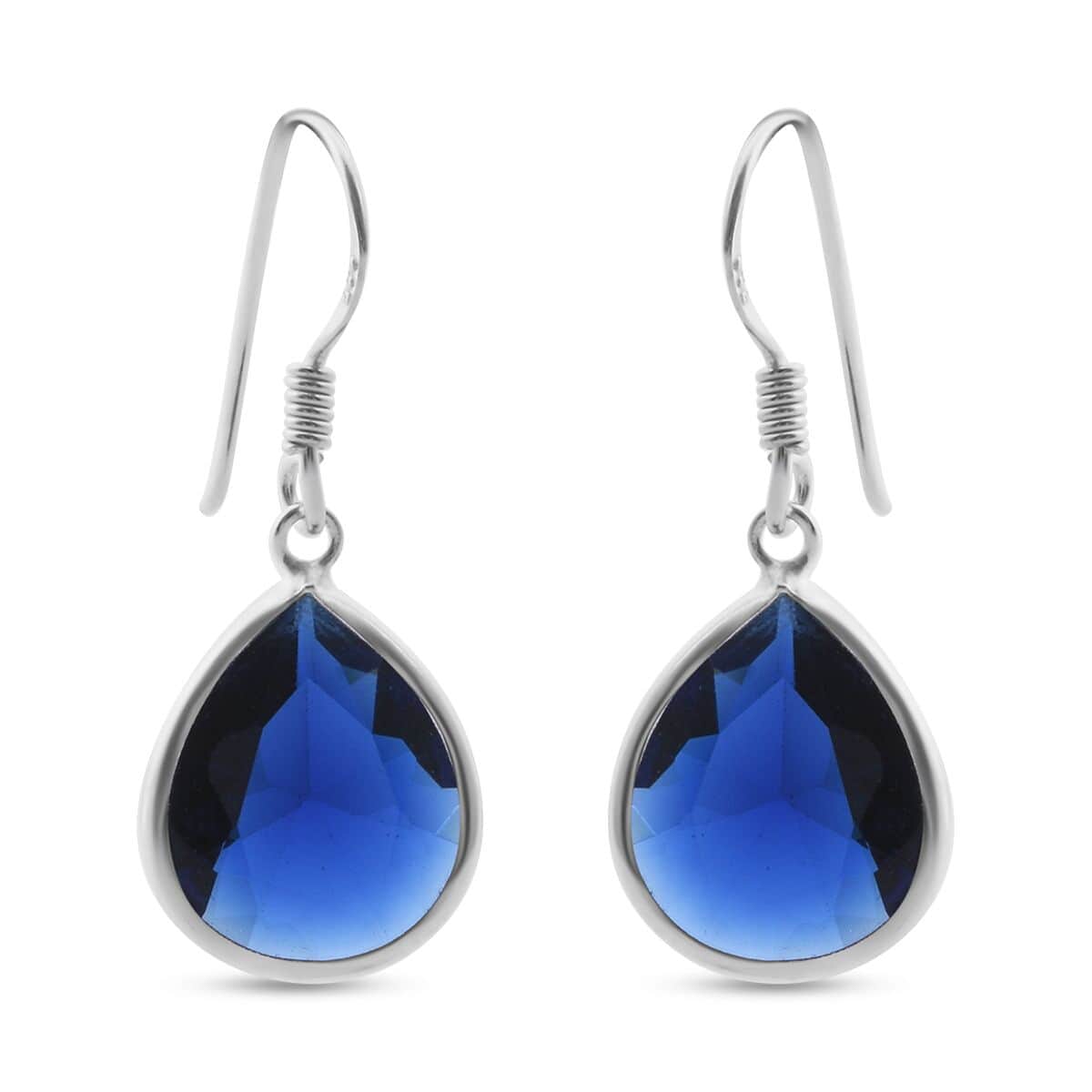 Simulated Blue Diamond Drop Earrings in Sterling Silver image number 0