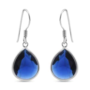 Simulated Blue Diamond Drop Earrings in Sterling Silver