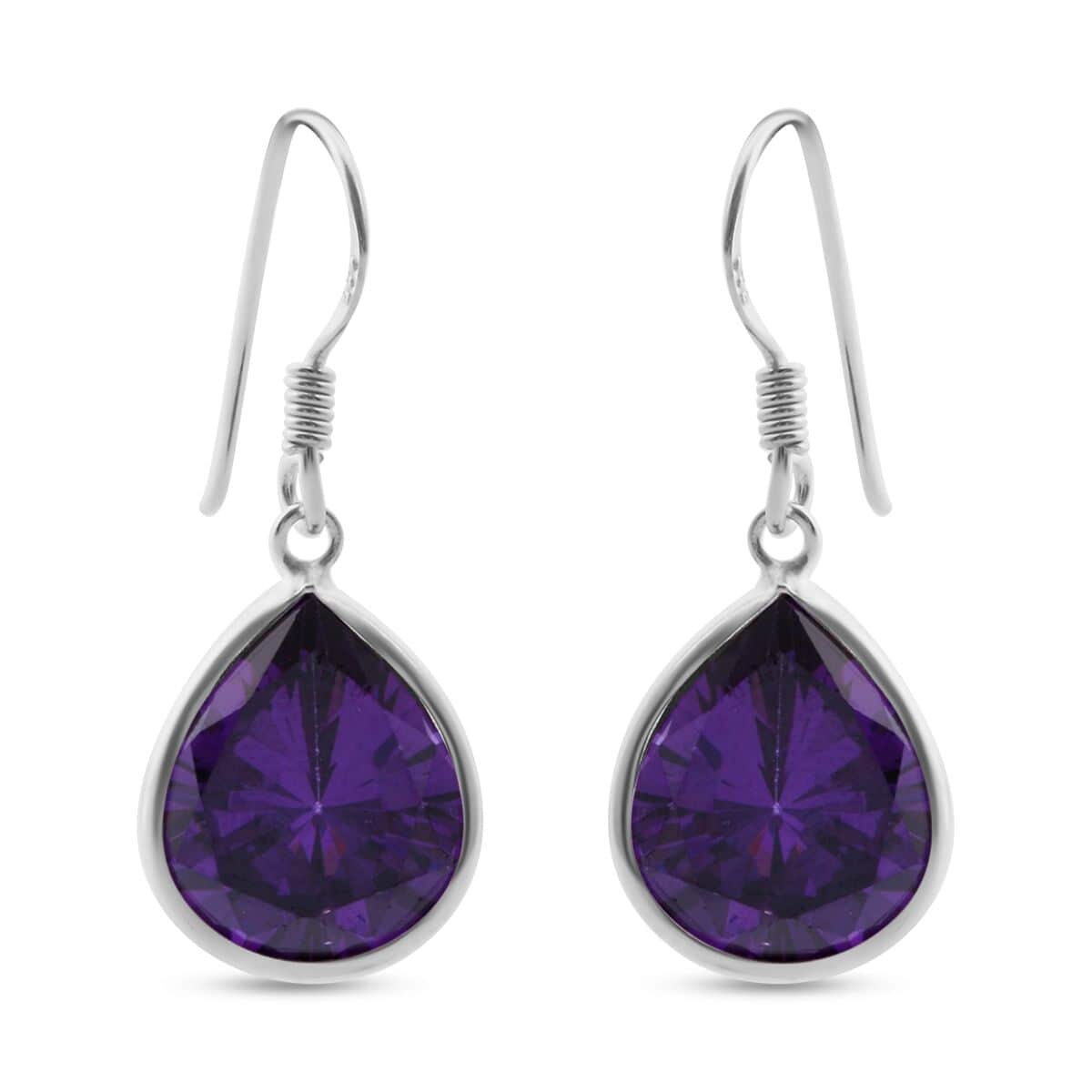 Simulated Purple Diamond Drop Earrings in Sterling Silver image number 0