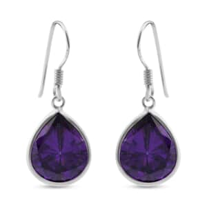 Simulated Purple Diamond Drop Earrings in Sterling Silver