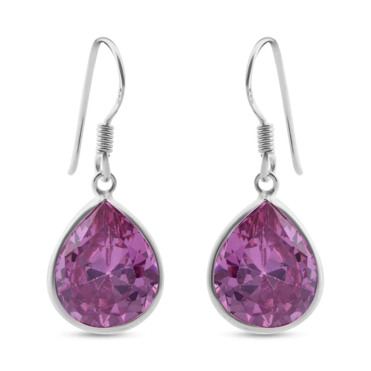 Simulated Pink Diamond Drop Earrings in Sterling Silver image number 0